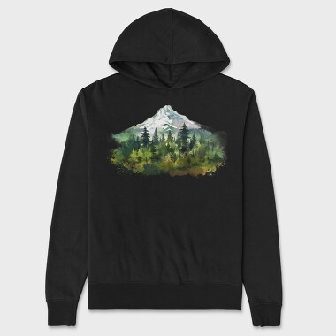 Watercolor Forest Mist, Hanorac Oversize Barbati (Unisex)