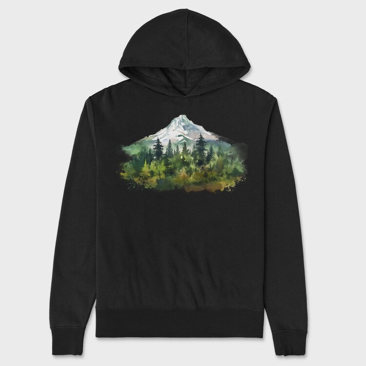 Watercolor Forest Mist, Hanorac Oversize Barbati (Unisex)