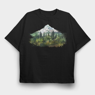Watercolor Forest Mist, Tricou Oversize Barbati (Unisex)