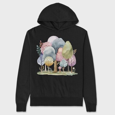 Watercolor Forest Mystic, Hanorac Oversize Barbati (Unisex)