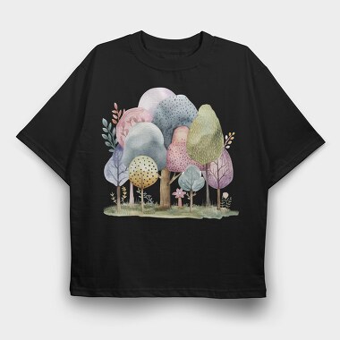 Watercolor Forest Mystic, Tricou Oversize Barbati (Unisex)