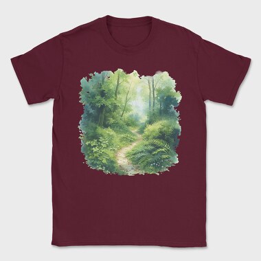 Watercolor Forest Path, Tricou Barbati (Unisex)
