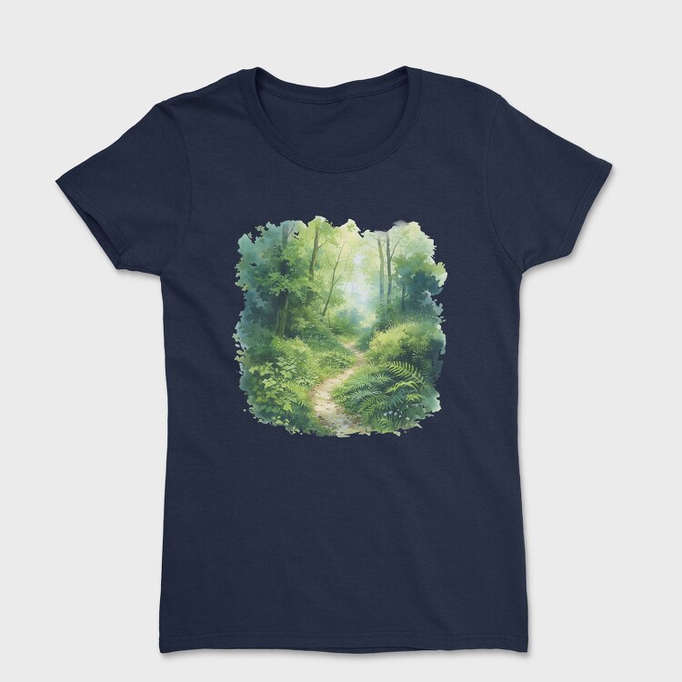 Watercolor Forest Path, Tricou Femei
