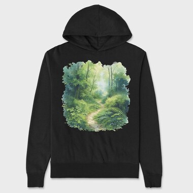 Watercolor Forest Path, Hanorac Oversize Barbati (Unisex)