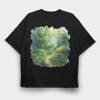 Watercolor Forest Path, Tricou Oversize Barbati (Unisex)