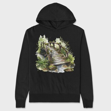 Watercolor Forest Steps, Hanorac Oversize Barbati (Unisex)