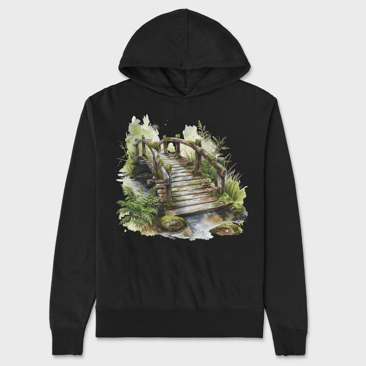 Watercolor Forest Steps, Hanorac Oversize Barbati (Unisex)