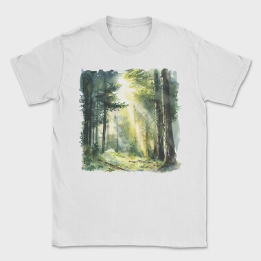 Watercolor Forest Sunlight, Tricou Barbati (Unisex)