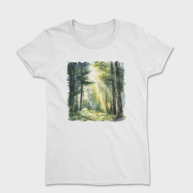 Watercolor Forest Sunlight, Tricou Femei