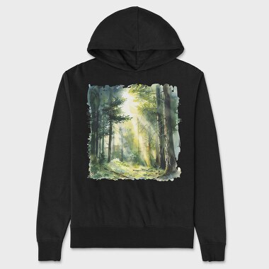 Watercolor Forest Sunlight, Hanorac Oversize Barbati (Unisex)