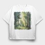 Watercolor Forest Sunlight, Tricou Oversize Barbati (Unisex)