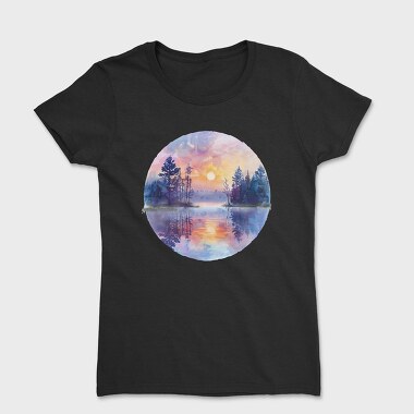 Watercolor Forest Sunset, Tricou Femei