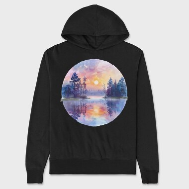 Watercolor Forest Sunset, Hanorac Oversize Barbati (Unisex)