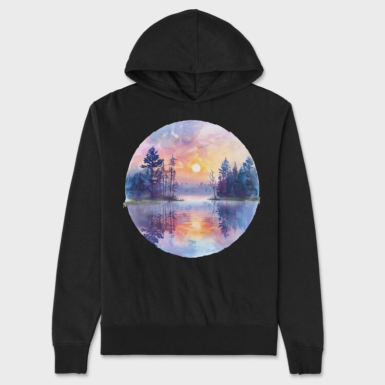 Watercolor Forest Sunset, Hanorac Oversize Barbati (Unisex)