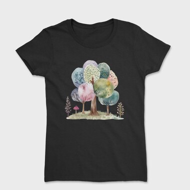 Watercolor Forest Trees, Tricou Femei