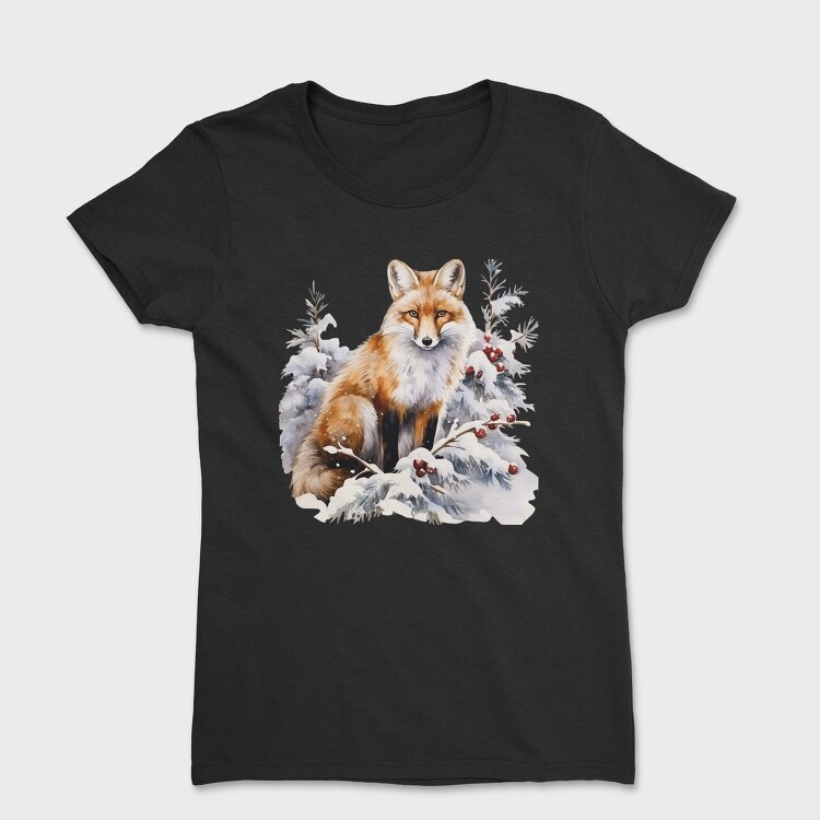 Watercolor Fox Winter, Tricou Femei