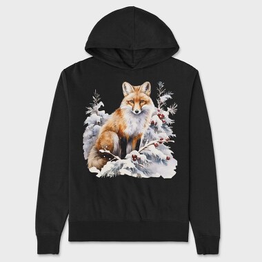 Watercolor Fox Winter, Hanorac Oversize Barbati (Unisex)