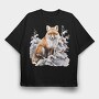Watercolor Fox Winter, Tricou Oversize Barbati (Unisex)