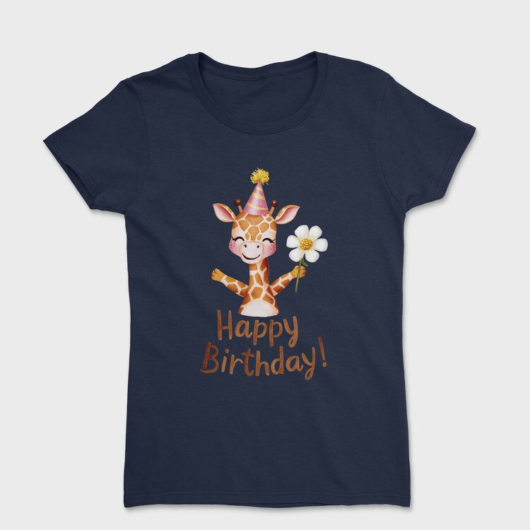 Watercolor Giraffe Birthday, Tricou Femei