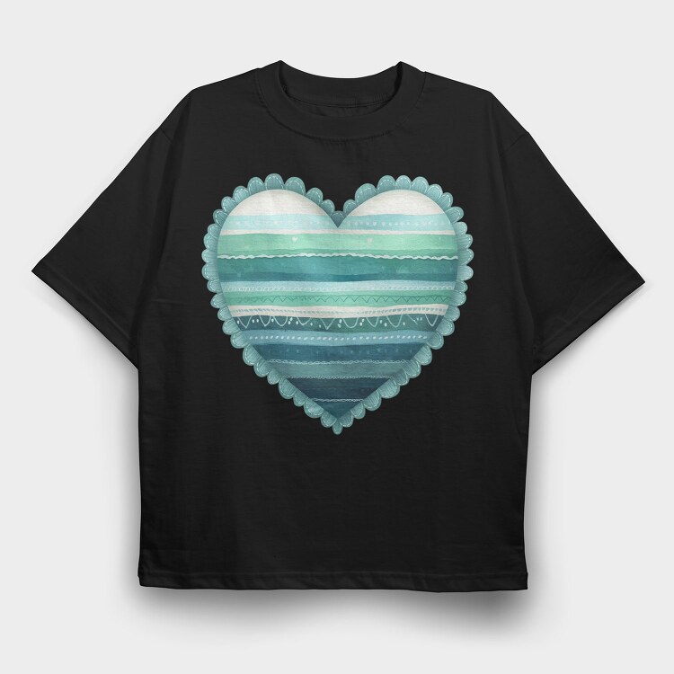 Watercolor Heart Pattern, Tricou Oversize Barbati (Unisex)