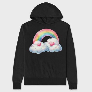 Watercolor Hearts Clouds, Hanorac Oversize Barbati (Unisex)