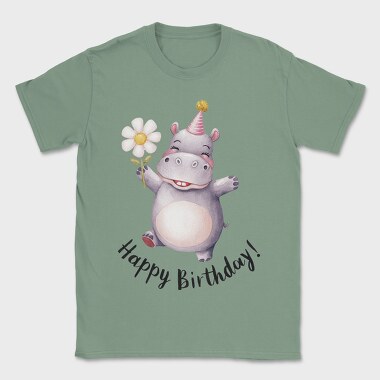 Watercolor Hippo Birthday, Tricou Barbati (Unisex)