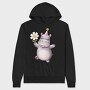 Watercolor Hippo Birthday, Hanorac Oversize Barbati (Unisex)