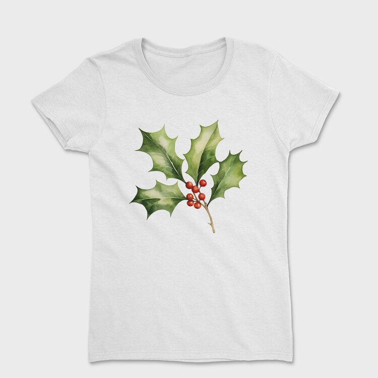 Watercolor Holly Berry, Tricou Femei