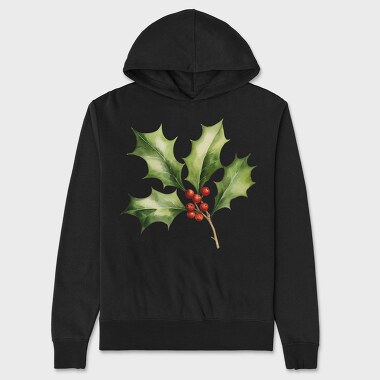 Watercolor Holly Berry, Hanorac Oversize Barbati (Unisex)