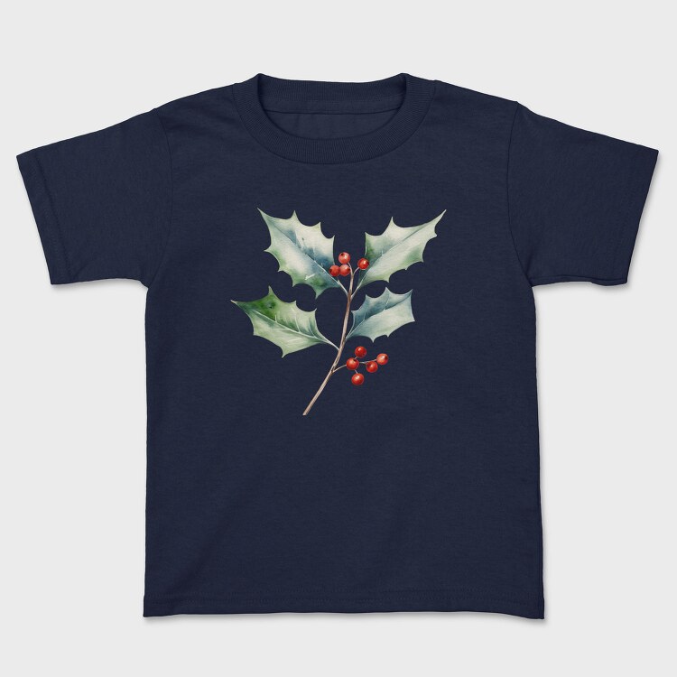 Watercolor Holly Branch, Tricou Copii