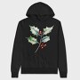 Watercolor Holly Branch, Hanorac Oversize Barbati (Unisex)