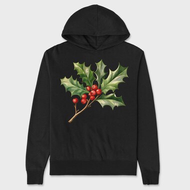 Watercolor Holly Mistletoe, Hanorac Oversize Barbati (Unisex)