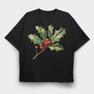 Watercolor Holly Mistletoe, Tricou Oversize Barbati (Unisex)