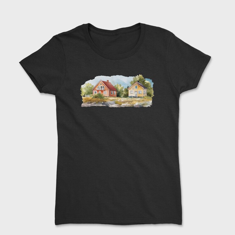 Watercolor Homes Nature, Tricou Femei