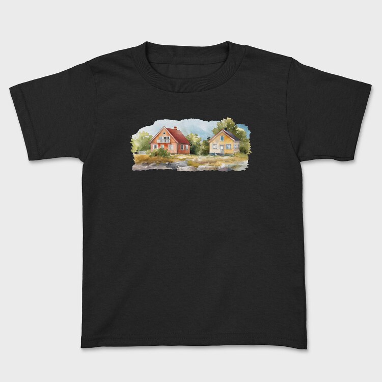 Watercolor Homes Nature, Tricou Copii