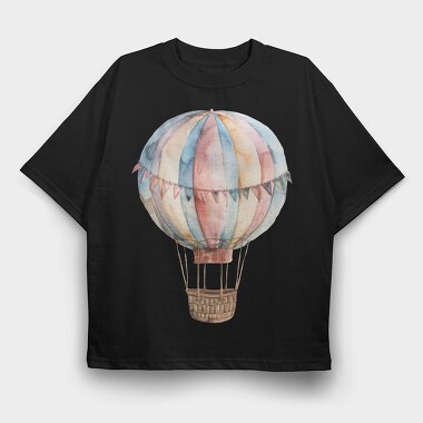 Watercolor Hotairballoon, Tricou Oversize Barbati (Unisex)
