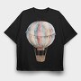 Watercolor Hotairballoon, Tricou Oversize Barbati (Unisex)