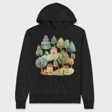 Watercolor House Clipart, Hanorac Oversize Barbati (Unisex)