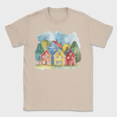 Watercolor Houses 15, Tricou Barbati (Unisex)