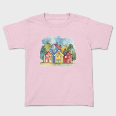 Watercolor Houses 15, Tricou Copii