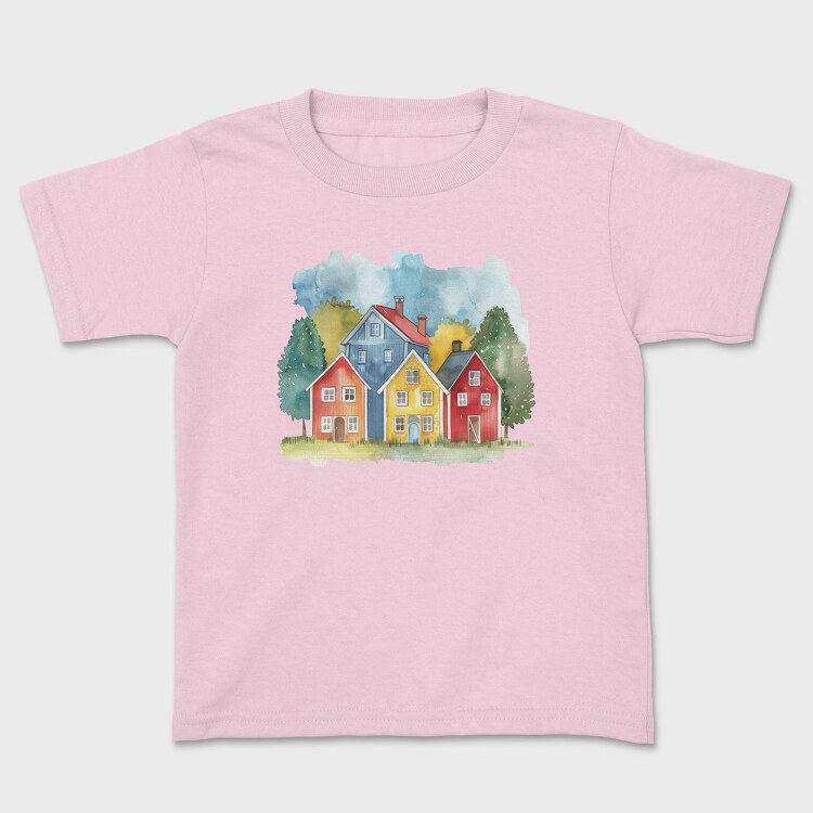 Watercolor Houses 15, Tricou Copii