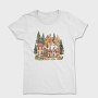 Watercolor Houses Nature, Tricou Femei