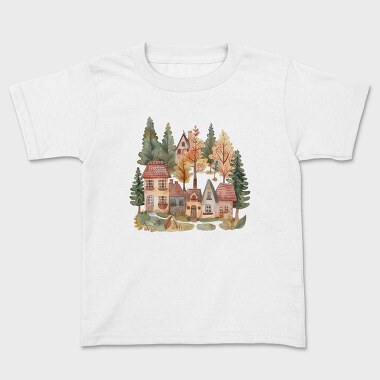 Watercolor Houses Nature, Tricou Copii