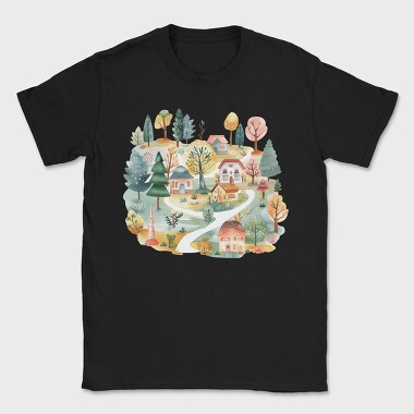 Watercolor Houses Nest, Tricou Barbati (Unisex)