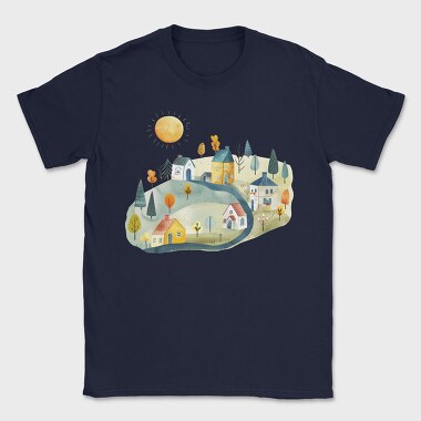 Watercolor Houses Night, Tricou Barbati (Unisex)