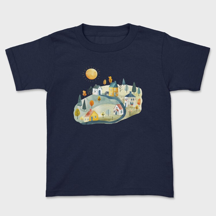 Watercolor Houses Night, Tricou Copii