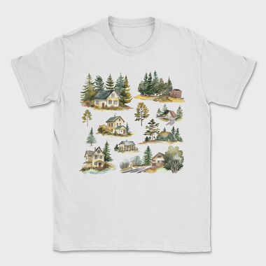 Watercolor Houses Nordic, Tricou Barbati (Unisex)