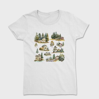 Watercolor Houses Nordic, Tricou Femei