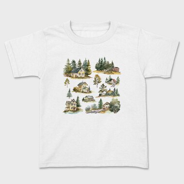 Watercolor Houses Nordic, Tricou Copii