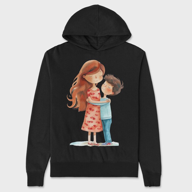 Watercolor Hug Love, Hanorac Oversize Barbati (Unisex)